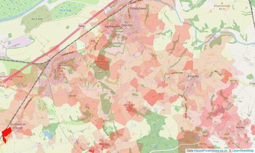 Heatmap of property prices in Frodsham