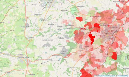 Heatmap of property prices in Frome