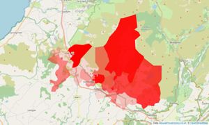 Heatmap of property prices in Garndolbenmaen