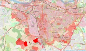 Heatmap of property prices in Gateshead