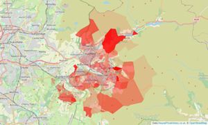 Heatmap of property prices in Glossop