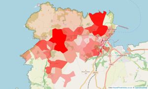 Heatmap of property prices in Goodwick