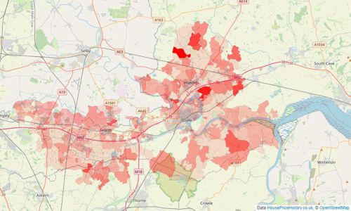 Heatmap of property prices in Goole