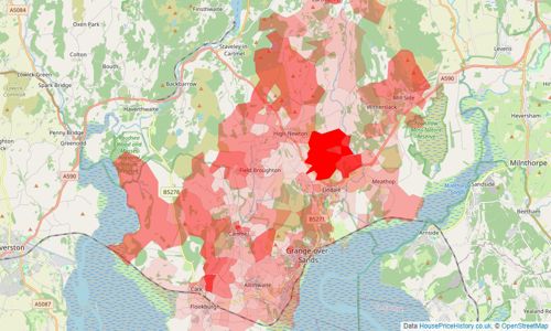 Heatmap of property prices in Grange-over-sands