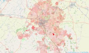 Heatmap of property prices in Grantham