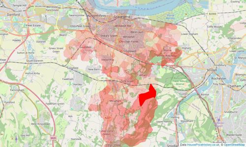 Heatmap of property prices in Gravesend