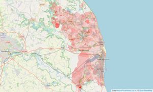 Heatmap of property prices in Great Yarmouth