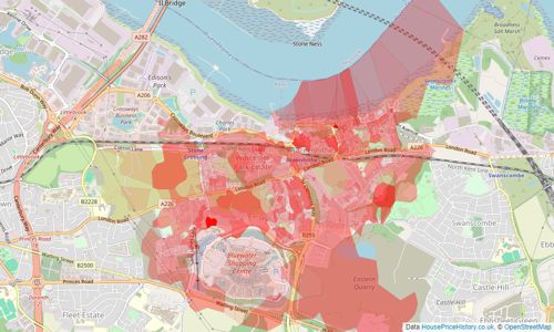 Heatmap of property prices in Greenhithe