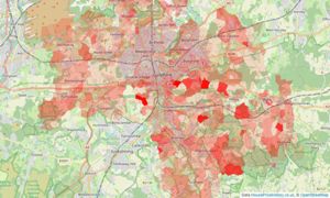 Heatmap of property prices in Guildford