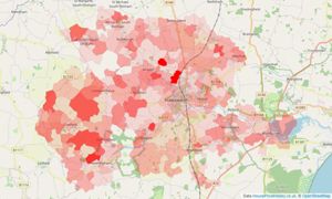 Heatmap of property prices in Halesworth