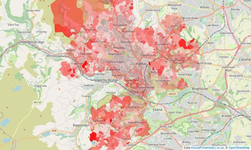 Heatmap of property prices in Halifax