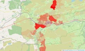 Heatmap of property prices in Haltwhistle