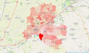 Heatmap of property prices in Harleston