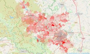 Heatmap of property prices in Peasedown St John, Harrogate