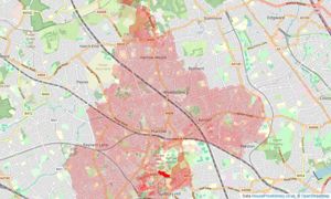 Heatmap of property prices in Lustrells Vale, Harrow