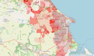 Heatmap of property prices in Hartlepool