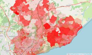 Heatmap of property prices in Hastings