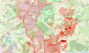 Heatmap of property prices in Hatfield