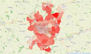 Heatmap of property prices in Haverhill