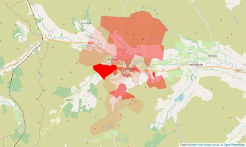 Heatmap of property prices in Hawes