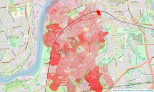 Heatmap of property prices in Hebburn