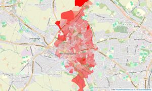 Heatmap of property prices in Heckmondwike