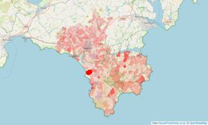 Heatmap of property prices in Helston