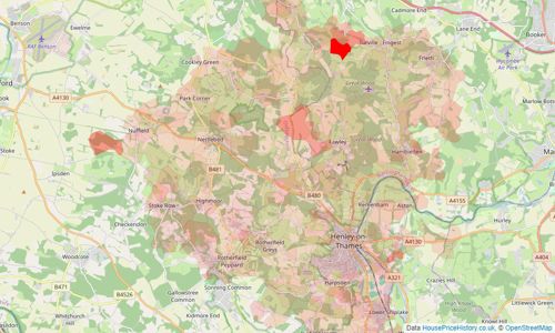 Heatmap of property prices in Henley-on-thames