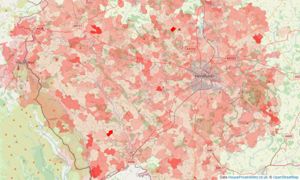 Heatmap of property prices in Kinnersley, Hereford