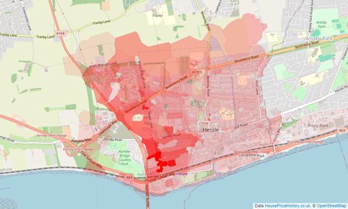 Heatmap of property prices in Hessle