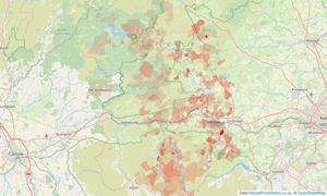 Heatmap of property prices in Allendale, Hexham