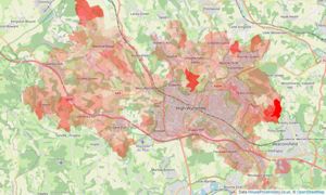 Heatmap of property prices in High Wycombe