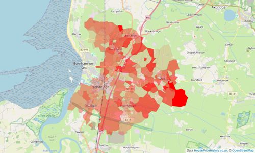 Heatmap of property prices in Highbridge