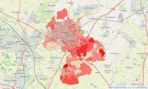 Heatmap of property prices in Hinckley