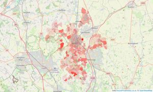 Heatmap of property prices in Hitchin