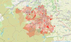 Heatmap of property prices in Holmfirth