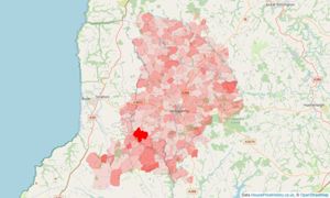 Heatmap of property prices in Holsworthy