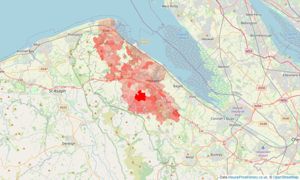 Heatmap of property prices in Holywell