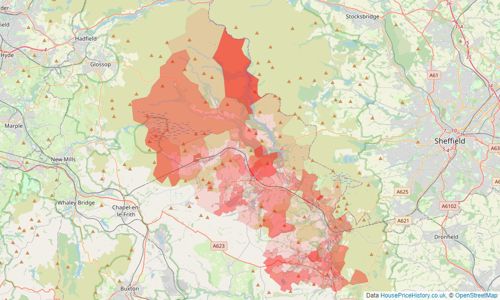 Heatmap of property prices in Hope Valley