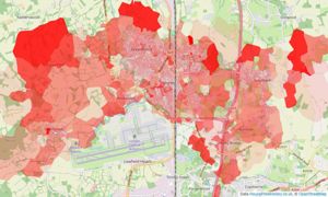 Heatmap of property prices in Horley