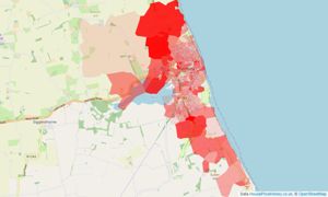 Heatmap of property prices in Hornsea