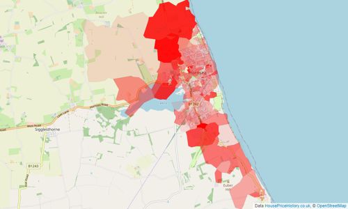 Heatmap of property prices in Hornsea