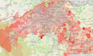 Heatmap of property prices in Moldgreen, Huddersfield