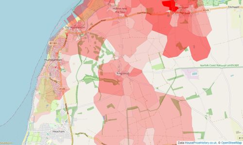 Heatmap of property prices in Hunstanton