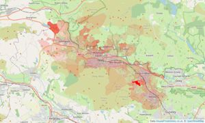 Heatmap of property prices in Ilkley