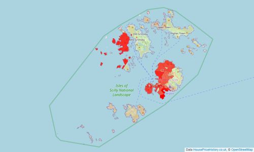 Heatmap of property prices in Isles Of Scilly