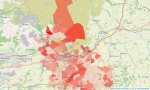 Heatmap of property prices in Ivybridge