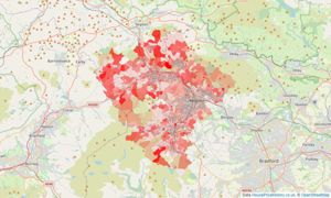 Heatmap of property prices in Steeton, Keighley