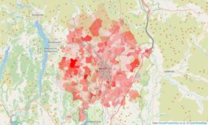 Heatmap of property prices in Kendal