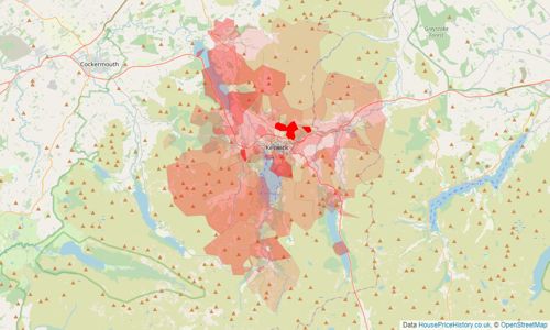 Heatmap of property prices in Keswick